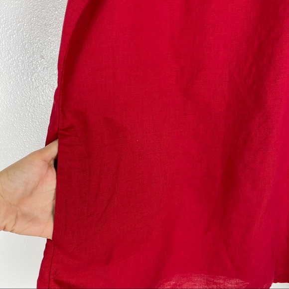 Cynthia Rowley red linen sleeveless top pockets S - Picture 3 of 6
